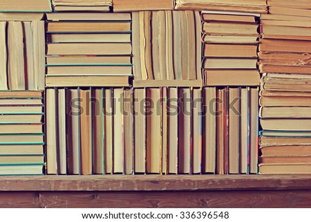 Background from books. Books close up. Books on the shelf.