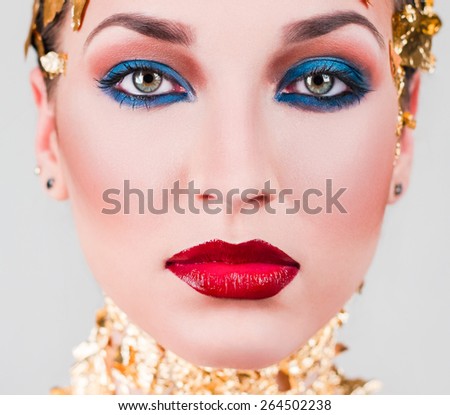 Fashion portrait of a girl model. Close-up