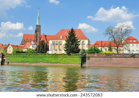Wroclaw - Ostrow Tumski - Church of St Martin & Cathedral 1 - River Odra, Wroclaw, Dolnoslaskie, Poland