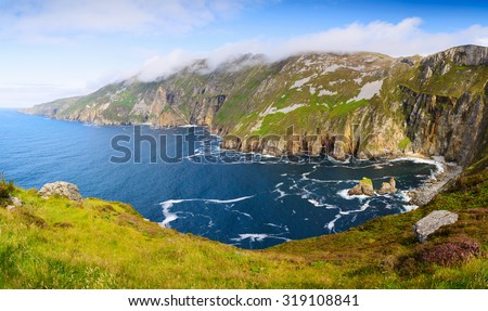 Panorama with  Cliffs Slieve League, County Donegal, Ireland