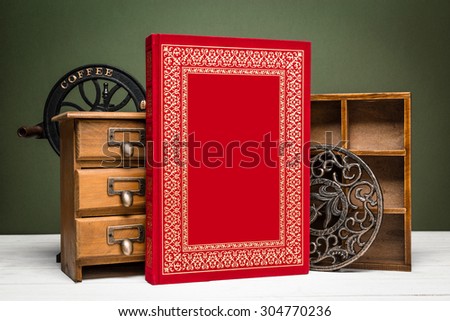 Composition of  book and decor in vintage style