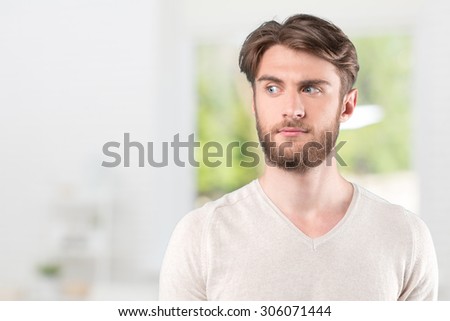 Young man with concerned face