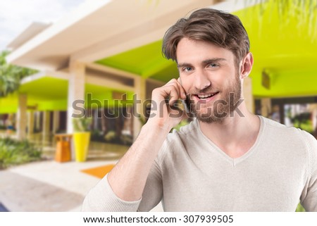 Busy man talking on the phone