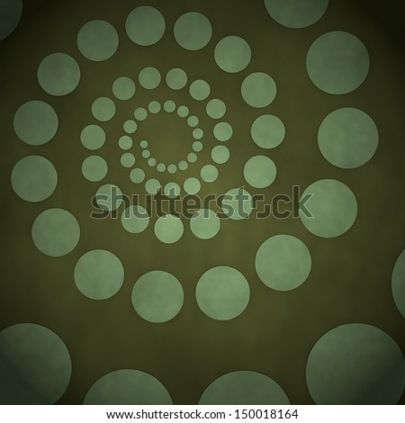 Dark olive green  round 70s 3d graphic with vintage circle label  on vintage background