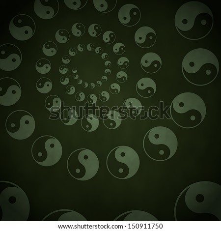 Smoky black  harmonical freedom 3d graphic with harmonical ying yang label  on vintage background