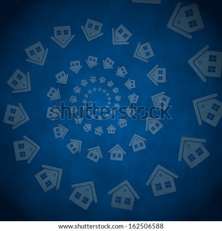 Blue  nice design 3d graphic with abstract house label  on vintage background