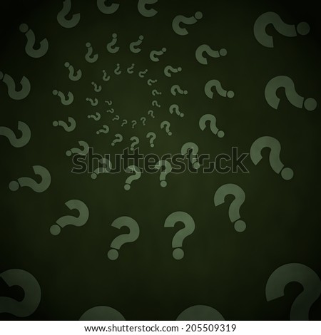 Smoky black  undissolved question mark 3d graphic with unclear question label  on vintage background