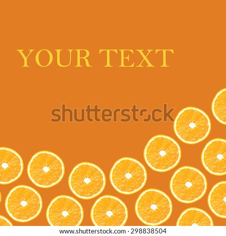orange halves on a orange background in the form of folny and space for text