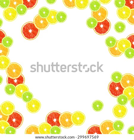 Citrus isolated on a white background with frames for design