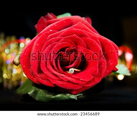 Marry Me! - red rose with diamond ring