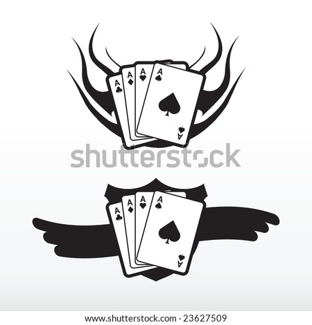 stock vector Poker cards vector tattoo tribal