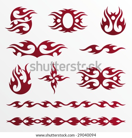stock vector : Set of flames tribal / tattoo