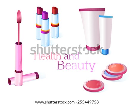 Cosmetics, beauty, health, makeup, pink, Beauty, Health, set