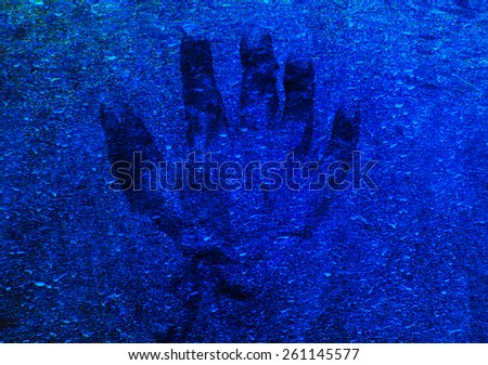 Hand blue color texture background, Hand and mud image awesome.