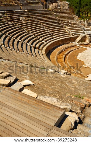 Beautiful elevated view of Ephesus Amphitheater in Turkey.