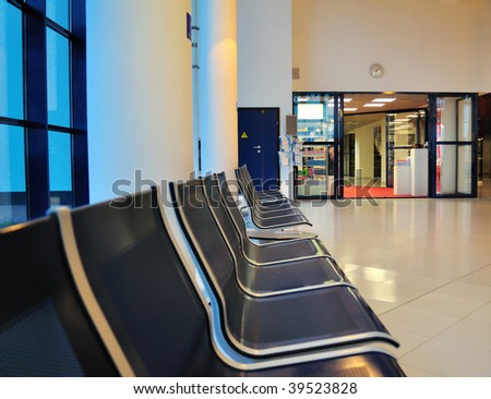 Chairs for waiting in an airport lobby