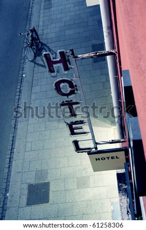 Hotel sign as seen from above. Useful file for your brochure, flyer and site regarding your hotel activity.