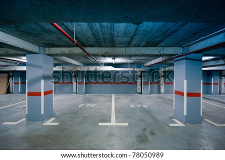 Underground parking view in a modern residential building. Useful file for your new architecture project.