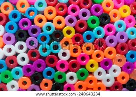 closeup shot of bright and colorful plastic beads