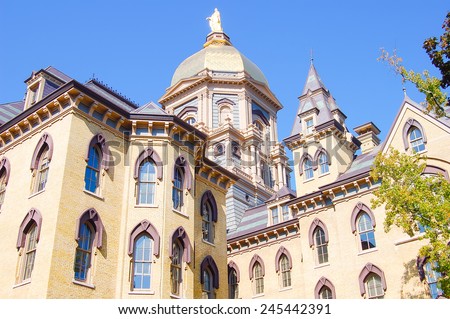 South Bend, Indiana - October 11, 2008:  The golden dome building on the University of Notre Dame campus
