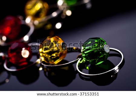 Red, ywllow and green gems in cute earrings