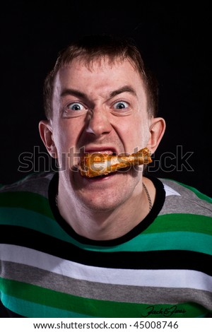 Man Eating Chicken
