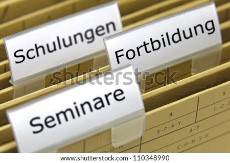 folders for documents with german inscriptions for school, education and seminar