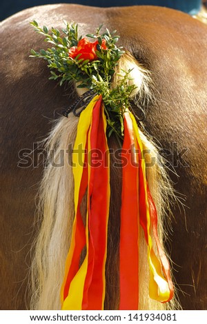 beautiful decorated bavarian horse tail