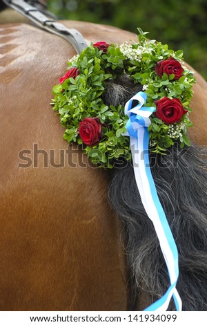 beautiful decorated bavarian horse tail