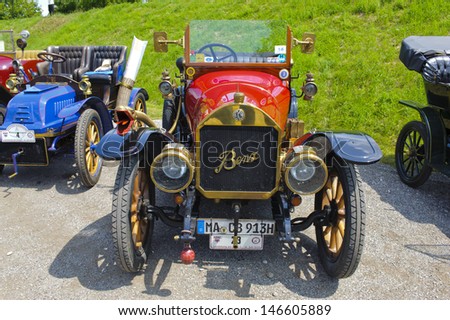 LANDSBERG, GERMANY - JULY 13: Oldtimer rallye for at least 80 years old antique cars with Benz 8/20, built at year 1913, photo taken on July 13, 2013 in Landsberg, Germany
