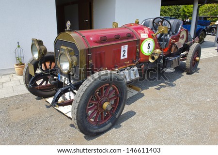 LANDSBERG, GERMANY - JULY 13: Oldtimer rallye for at least 80 years old antique cars with Locomobile M48 Speed Car, built at year 1916, photo taken on July 13, 2013 in Landsberg, Germany