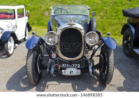 LANDSBERG, GERMANY - JULY 13: Oldtimer rallye for at least 80 years old antique cars with Chenard et Walcker T3, built at year 1924, photo taken on July 13, 2013 in Landsberg, Germany