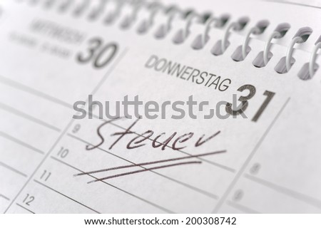 calendar marked with german tax-day