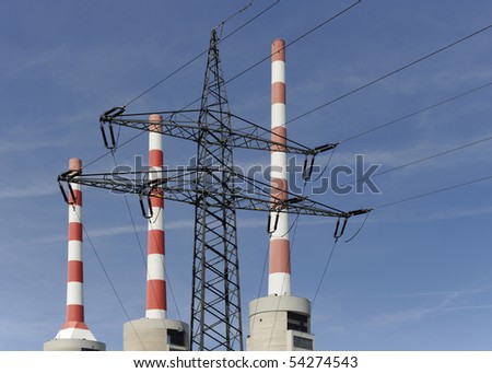 chimney with pole at energy power station