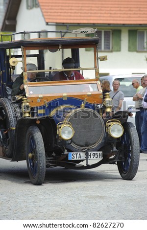 LANDSBERG, GERMANY - JULY 9: Oldtimer rally for at least 80 years old antique cars with Delaunay Belleville, built at year 1911, photo taken on July 9, 2011 in Landsberg, Germany
