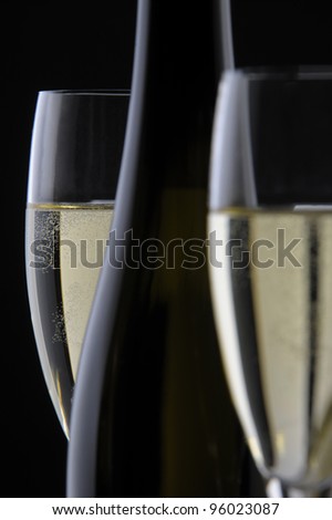 bottle champagne and glass