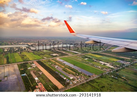 high angle view of pathum thani city of thailand on the air plane