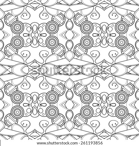 Seamless Monochrome Abstract Pattern. Kaleidoscope.Hand Drawn Texture