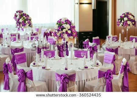 Table set for wedding or another catered event dinner.