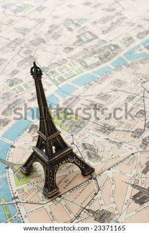 tower on a map of Paris