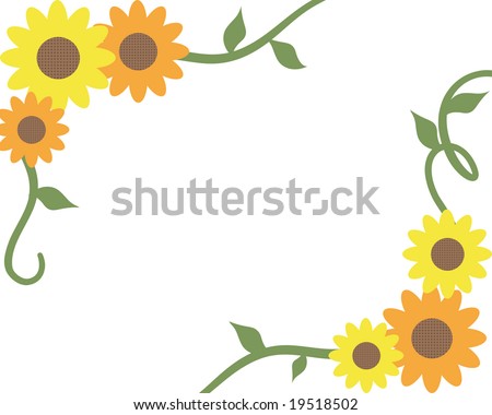 Orange and yellow sunflower and vine border.