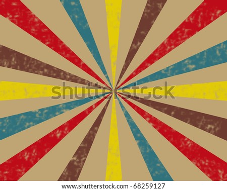 Vintage circus tent background in tan, brown, red, teal and yellow.