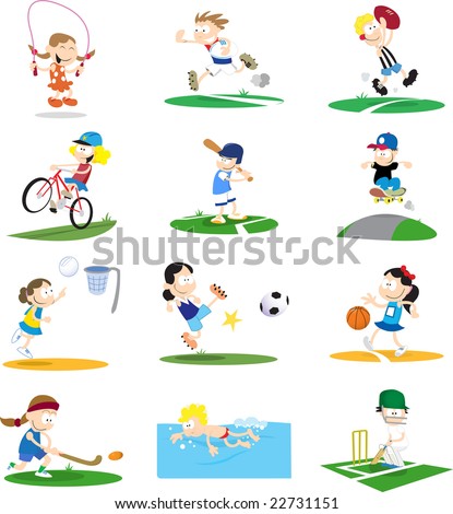 stock vector : A collection of cartoon-style vector illustrations of kids 