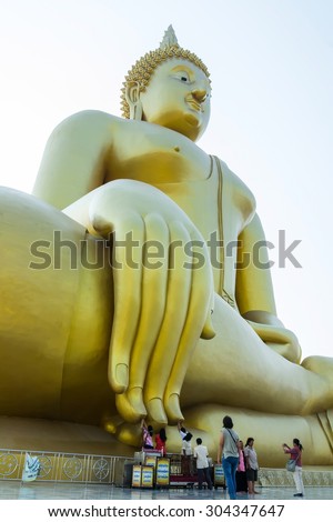 Wat muang,Angthong,THAILAND - MARCH 01 : People go to pray for big statue image of buddha at Wat muang. on March 01 , 2015 , Angthong,THAILAND