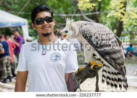 Queen Sirikit Park, Thailand - August 09 : The Hawks Show cultured made in  Thailand. The first Asia on August 09, 2015 in Thailand.