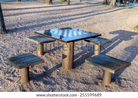 Marble chess board table for playing in park