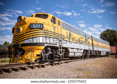 SEPTEMBER 28, 2014- GOLDEN, CO:The last operational F-unit on the Rio Grande, F9 No. 5771 powered the Rio Grande Zephyr passenger train between Denver and Salt Lake City from 1971 to 1983.