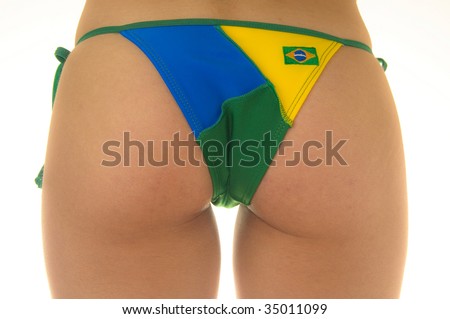 stock photo : Girl Brazilian bikini bottom over white background