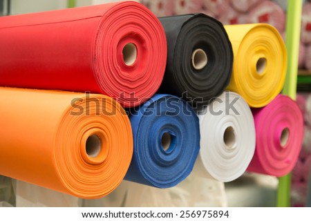 Colorful material fabric rolls -  texture samples
