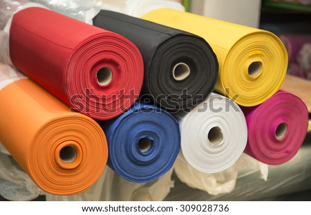 Colorful material fabric rolls - texture samples